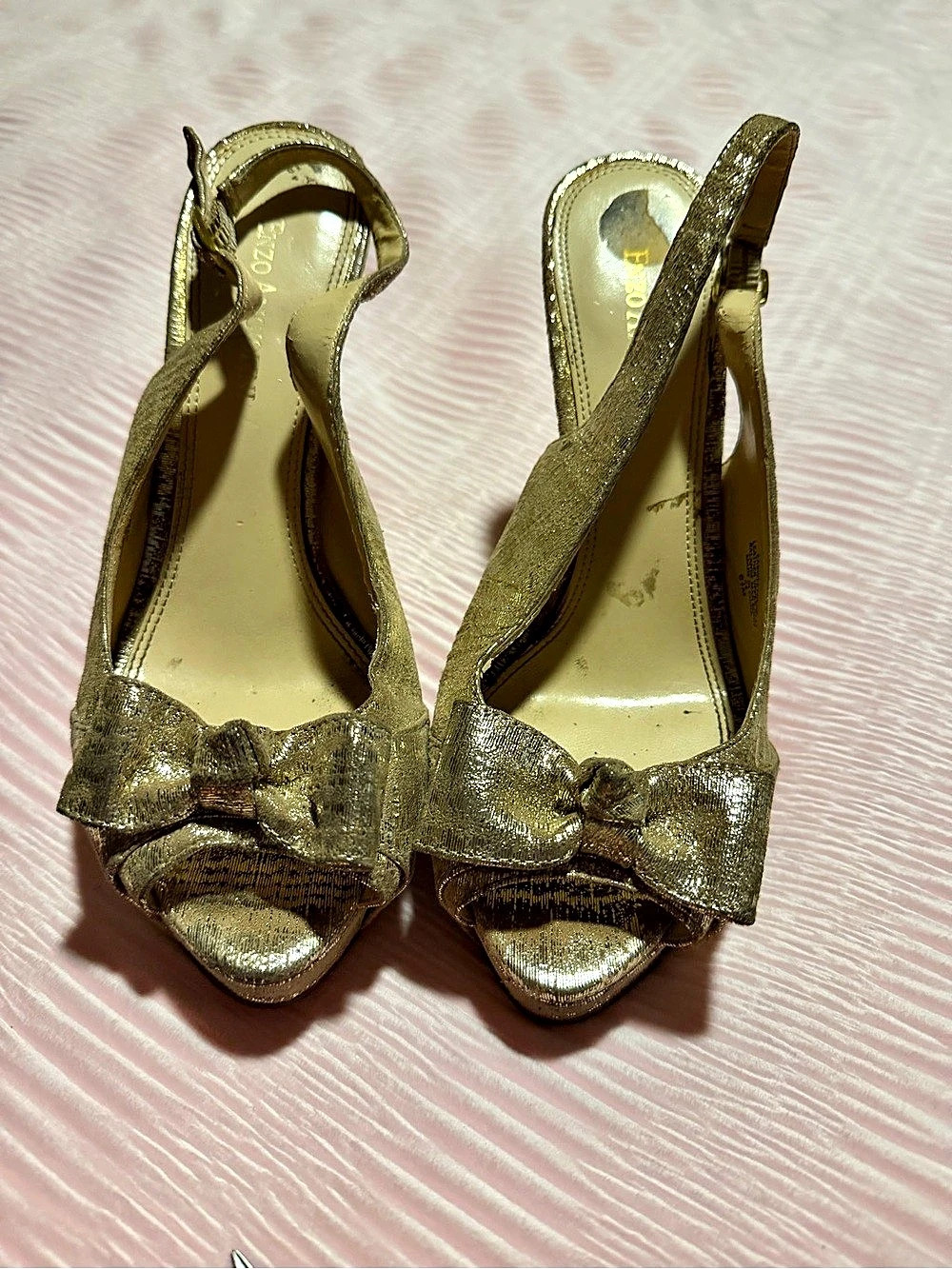 Enzo Angiolini Gold Bow Heels